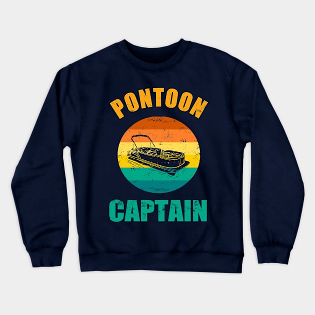 Pontoon Boat Captain Retro Crewneck Sweatshirt by Lomitasu